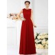 Modern Bateau Beading Sleeveless Long Chiffon Bridesmaid Dresses