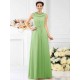 Modern Bateau Beading Sleeveless Long Chiffon Bridesmaid Dresses