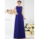 Modern Bateau Beading Sleeveless Long Chiffon Bridesmaid Dresses