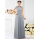 Modern Bateau Beading Sleeveless Long Chiffon Bridesmaid Dresses