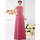 Modern Bateau Beading Sleeveless Long Chiffon Bridesmaid Dresses