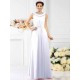 Modern Bateau Beading Sleeveless Long Chiffon Bridesmaid Dresses