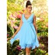 V-Neck Elegant Ruffles Sleeveless Short Chiffon Bridesmaid Dresses