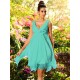 V-Neck Elegant Ruffles Sleeveless Short Chiffon Bridesmaid Dresses