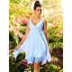 V-Neck Elegant Ruffles Sleeveless Short Chiffon Bridesmaid Dresses