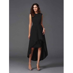 Chic Sash/Ribbon/Belt Sleeveless High Low Chiffon Bridesmaid Dresses