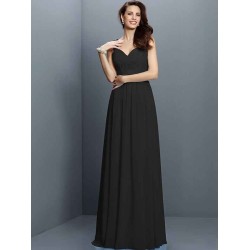 V-Neck Elegant Lace Sleeveless Long Chiffon Bridesmaid Dresses