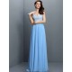 V-Neck Elegant Lace Sleeveless Long Chiffon Bridesmaid Dresses