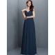 V-Neck Elegant Lace Sleeveless Long Chiffon Bridesmaid Dresses