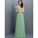 V-Neck Elegant Lace Sleeveless Long Chiffon Bridesmaid Dresses