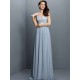 V-Neck Elegant Lace Sleeveless Long Chiffon Bridesmaid Dresses