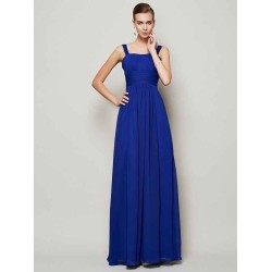 Charming Straps Sleeveless Pleats Long Chiffon Bridesmaid Dresses