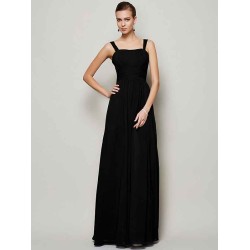 Charming Straps Sleeveless Pleats Long Chiffon Bridesmaid Dresses