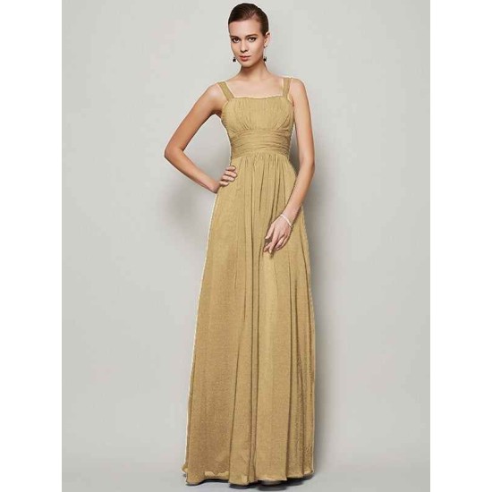 Charming Straps Sleeveless Pleats Long Chiffon Bridesmaid Dresses