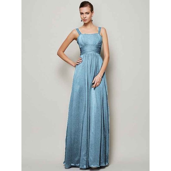 Charming Straps Sleeveless Pleats Long Chiffon Bridesmaid Dresses