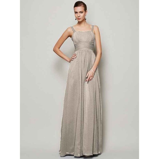 Charming Straps Sleeveless Pleats Long Chiffon Bridesmaid Dresses