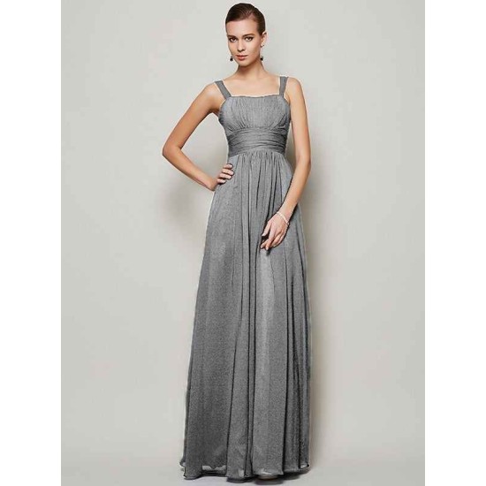 Charming Straps Sleeveless Pleats Long Chiffon Bridesmaid Dresses