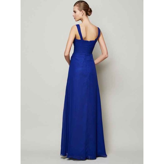 Charming Straps Sleeveless Pleats Long Chiffon Bridesmaid Dresses