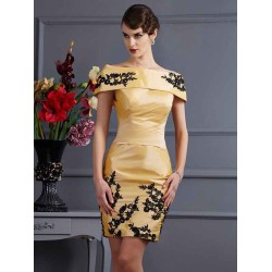 Charming Strapless Sleeveless Applique Short Taffeta Bridesmaid Dresses