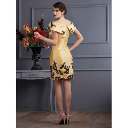 Charming Strapless Sleeveless Applique Short Taffeta Bridesmaid Dresses