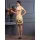 Charming Strapless Sleeveless Applique Short Taffeta Bridesmaid Dresses