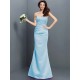 Mermaid Gorgeous Strapless Pleats Sleeveless Long Satin Bridesmaid Dresses