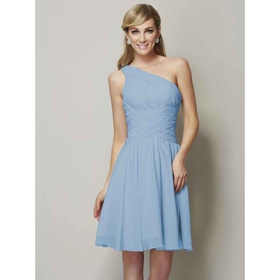 Classy Sleeveless One Shoulders Ruched Short Chiffon Bridesmaid Dresses