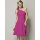 Classy Sleeveless One Shoulders Ruched Short Chiffon Bridesmaid Dresses