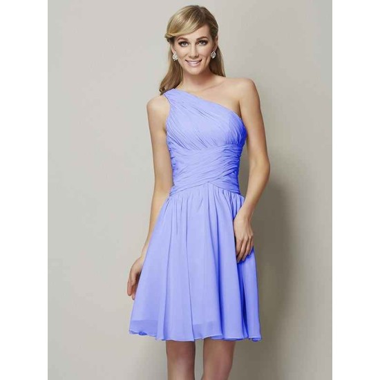 Classy Sleeveless One Shoulders Ruched Short Chiffon Bridesmaid Dresses