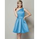 Classy Sleeveless One Shoulders Short Satin Bridesmaid Dresses