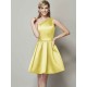 Classy Sleeveless One Shoulders Short Satin Bridesmaid Dresses