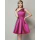 Classy Sleeveless One Shoulders Short Satin Bridesmaid Dresses
