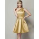 Classy Sleeveless One Shoulders Short Satin Bridesmaid Dresses