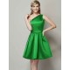 Classy Sleeveless One Shoulders Short Satin Bridesmaid Dresses