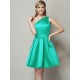 Classy Sleeveless One Shoulders Short Satin Bridesmaid Dresses