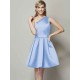 Classy Sleeveless One Shoulders Short Satin Bridesmaid Dresses