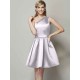 Classy Sleeveless One Shoulders Short Satin Bridesmaid Dresses