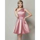 Classy Sleeveless One Shoulders Short Satin Bridesmaid Dresses