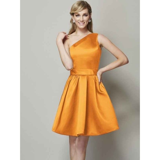 Classy Sleeveless One Shoulders Short Satin Bridesmaid Dresses