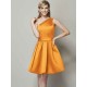 Classy Sleeveless One Shoulders Short Satin Bridesmaid Dresses