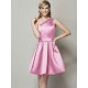 Classy Sleeveless One Shoulders Short Satin Bridesmaid Dresses