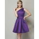 Classy Sleeveless One Shoulders Short Satin Bridesmaid Dresses