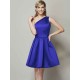 Classy Sleeveless One Shoulders Short Satin Bridesmaid Dresses