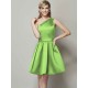 Classy Sleeveless One Shoulders Short Satin Bridesmaid Dresses