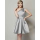 Classy Sleeveless One Shoulders Short Satin Bridesmaid Dresses