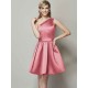 Classy Sleeveless One Shoulders Short Satin Bridesmaid Dresses