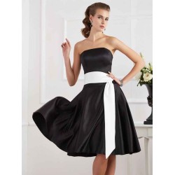 Charming Strapless Sleeveless Sash/Ribbon/Belt Short Satin Bridesmaid Dresses