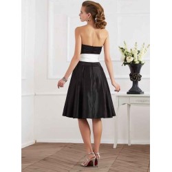 Charming Strapless Sleeveless Sash/Ribbon/Belt Short Satin Bridesmaid Dresses