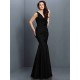 Mermaid Gorgeous V-neck Hand-Made Flower Sleeveless Long Taffeta Bridesmaid Dresses