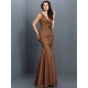 Mermaid Gorgeous V-neck Hand-Made Flower Sleeveless Long Taffeta Bridesmaid Dresses
